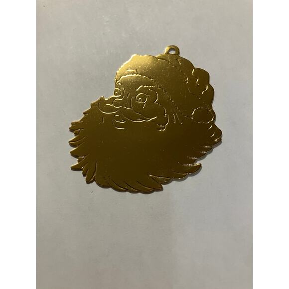 Vintage Brass Etched Ornament Santa Claus Face Gloria Duchin 1992 Made in USA - Picture 6 of 10